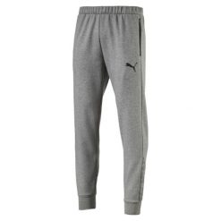 SPODNIE ESSENTIAL FLEECE. Szare spodnie męskie Puma, m, bez wzorów. W wyprzedaży za 129,99 zł.