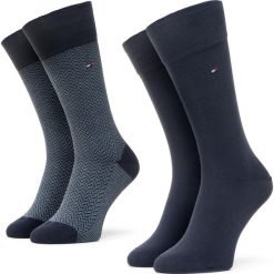 Zestaw 2 par wysokich skarpet męskich TOMMY HILFIGER - 100001199 Illusion Blue 002. Niebieskie skarpetki męskie TOMMY HILFIGER, bez wzorów, z elastanu. Za 59,00 zł.