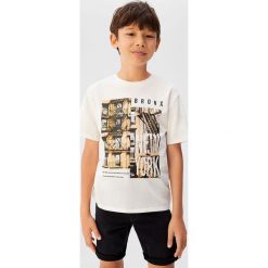 Mango Kids - T-shirt dziecięcy Bronx 110-164 cm. Białe t-shirty chłopięce Mango Kids, z nadrukiem, z bawełny, bez rękawów. Za 35,90 zł.
