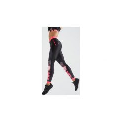 Legginsy fitness kardio damskie czarne z nadrukiem. Czarne legginsy sportowe damskie DOMYOS, s, z nadrukiem, z elastanu, na fitness i siłownię. Za 69,99 zł.