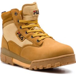 Trapery FILA - Grunge Mid Wmn 1010160.EDU Chipmunk. Żółte trapery damskie Fila, ze skóry, bez obcasa, bez zapięcia. W wyprzedaży za 339,00 zł.