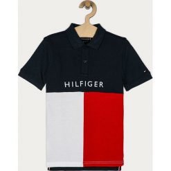 Tommy Hilfiger - Polo dziecięce 128-176 cm. Niebieskie t-shirty chłopięce TOMMY HILFIGER, bez wzorów, z bawełny, z krótkim rękawem. Za 229,90 zł.