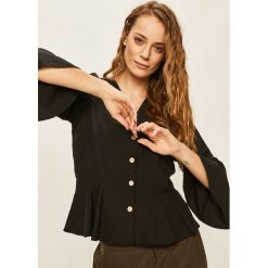 Answear - Koszula. Czarne bluzki damskie ANSWEAR, s, bez wzorów, z bawełny, casualowe, bez kołnierzyka, z długim rękawem. W wyprzedaży za 49,90 zł.