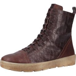 Skórzane sneakersy w kolorze ciemnobrązowym. Pomarańczowe trampki i tenisówki damskie Think!, bez wzorów, ze skóry, bez zapięcia. W wyprzedaży za 529,95 zł.