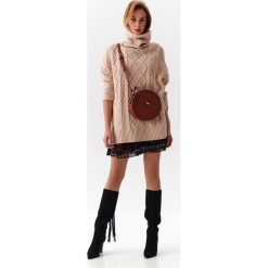 Luźny sweter z golfem. Brązowe swetry damskie Top Secret, na zimę, bez wzorów, z dzianiny, eleganckie, bez rękawów, bez kaptura. Za 169,99 zł.