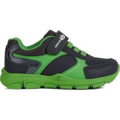 Sneakersy "New Torque" w kolorze antracytowo-zielonym. Szare trampki chłopięce geox kids, bez wzorów, z gumy, bez zapięcia. W wyprzedaży za 119,95 zł.