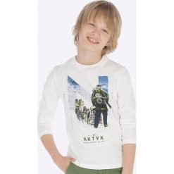 Mayoral - Longsleeve dziecięcy 128-172 cm. Niebieskie t-shirty chłopięce Mayoral, z nadrukiem, z bawełny, z długim rękawem. Za 78,90 zł.