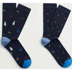 Mango Man - Skarpety FARO (2-pack). Niebieskie skarpetki męskie Mango Man, bez wzorów, z elastanu. Za 49,90 zł.