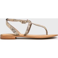 Vero Moda - Sandały. Żółte klapki damskie Vero Moda, bez wzorów, ze skóry, bez obcasa, na obcasie. W wyprzedaży za 119,90 zł.
