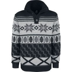 Brandit Winter Jacquard Pullover Sweter z dzianiny czarny (Anthracite)/czarny. Czarne swetry rozpinane męskie marki Brandit, l, z dzianiny, z wykładanym kołnierzem. Za 144,90 zł.