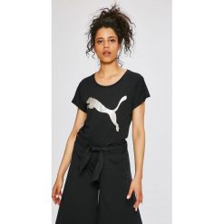 Puma - Top. Szare topy sportowe damskie Puma, s, z nadrukiem, z dzianiny, z okrągłym kołnierzem. Za 119,90 zł.