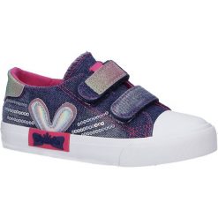 Granatowe trampki jeansowe z brokatem na rzepy casu d8017. Trampki dziewczęce Casu, bez wzorów, z jeansu, na rzepy. Za 44,99 zł.