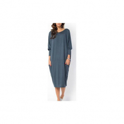SUKIENKA NONE | LUŹNA KIMONO GRAFITOWA. Szare sukienki z falbanami marki Meleksima, l, z materiału, midi, oversize. Za 132,30 zł.