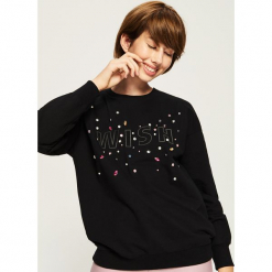 Bluza z kryształkami - Czarny. Czarne bluzy rozpinane damskie Sinsay, l. Za 49,99 zł.