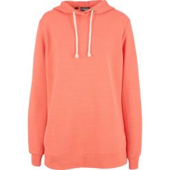 Bluza w strukturalny wzór bonprix łososiowy. Pomarańczowe bluzy damskie bonprix, bez wzorów, bez rękawów, bez kaptura. Za 49,99 zł.