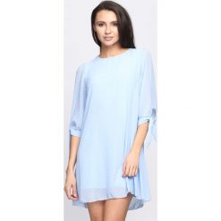 Sukienki: Niebieska Sukienka Ribbons On Sleeve
