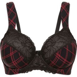 Biustonosz minimizer bonprix czarno-koralowy z nadrukiem. Biustonosze bonprix. Za 59,99 zł.
