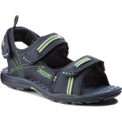 Sandały KAPPA - Korfu K 260448K Navy/Green 6730. Niebieskie sandały chłopięce Kappa, ze skóry ekologicznej, bez zapięcia. W wyprzedaży za 79,00 zł.