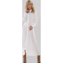 Biała Sukienka Samba. Białe sukienki damskie Renee, xl, w paski, z koszulowym kołnierzykiem, bez rękawów, długie, maxi, rozkloszowane. Za 129,99 zł.