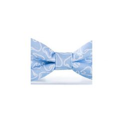 Mucha gotowa DENTYSTA. Niebieskie muszki męskie marki HisOutfit, bez wzorów, z materiału, wizytowe. Za 89,00 zł.