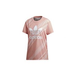 T-shirty z krótkim rękawem adidas Koszulka Boyfriend Trefoil. Różowe koszulki damskie Adidas, bez wzorów, bez kołnierzyka, z krótkim rękawem. Za 64,50 zł.