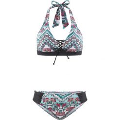 Bikini z ramiączkami wiązanymi na szyi (2 części) bonprix biało-zielony. Białe stroje kąpielowe damskie marki bonprix, bez wzorów. Za 89,99 zł.