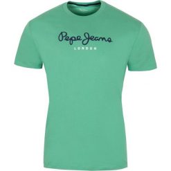 T- shirt Pepe Jeans. Zielone koszulki męskie xl, bez wzorów, z jeansu, bez kołnierzyka, bez rękawów. Za 99,00 zł.