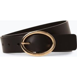 Tommy Hilfiger - Damski pasek skórzany, czarny. Czarne paski damskie TOMMY HILFIGER, w paski, eleganckie. Za 229,95 zł.