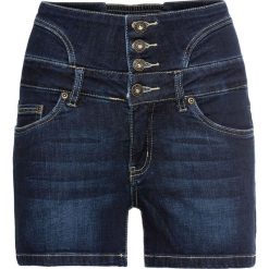 Szorty damskie: Szorty dżinsowe z wysoką talią bonprix ciemny denim