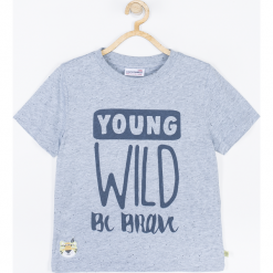 Koszulka. Niebieskie t-shirty chłopięce BE BRAVE, z aplikacjami, z elastanu, z krótkim rękawem. Za 39,90 zł.