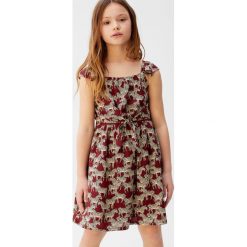 Mango Kids - Sukienka dziecięca Sabana 110-164 cm. Brązowe sukienki dziewczęce Mango Kids, bez wzorów, z bawełny, bez rękawów, mini, rozkloszowane. Za 119,90 zł.