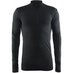 Craft Koszulka Męska Active Comfort Zip Ls Czarna Xl. Czarne koszulki męskie termoaktywne Craft, xl, bez wzorów, ze skóry, bez kołnierzyka, z długim rękawem, długie, outdoorowe. Za 139,00 zł.