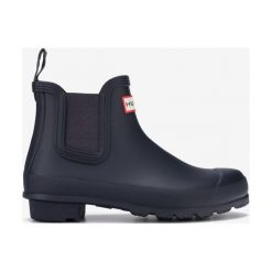 Hunter Kalosze Niebieski. Niebieskie kalosze damskie Hunter, bez wzorów, z materiału. Za 473,95 zł.