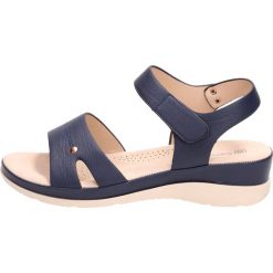 Sandały damskie VINCEZA 17073 NV COMFORT LINE. Niebieskie sandały damskie Vinceza, bez wzorów, klasyczne, na wysokim obcasie, na obcasie, bez zapięcia. W wyprzedaży za 119,00 zł.