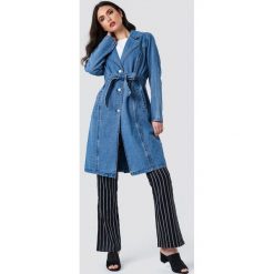 NA-KD Długa kurtka jeansowa - Blue. Niebieskie kurtki damskie jeansowe marki NA-KD, w paski. Za 283,95 zł.