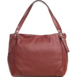 Shopper bag damskie: Skórzana torebka w kolorze bordowym – 40 x 28 x 16 cm