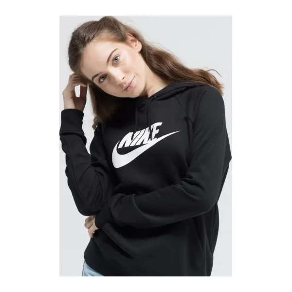 Nike Bluza W Nsw Essntl Po Hbr , czarny, rozmiar XS. Czarne bluzy damskie Nike, s, bez wzorów, z bawełny, bez rękawów, bez kaptura. Za 199,99 zł.