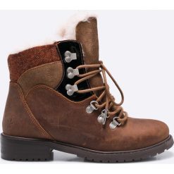 Emu Australia - Botki. Szare buty zimowe damskie EMU Australia, z materiału, z okrągłym noskiem, na obcasie. W wyprzedaży za 359,90 zł.