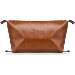 Elegancka skórzana kosmetyczka męska SOLIER brązowa - Brązowy. Pomarańczowe kosmetyczki męskie Solier, bez wzorów, ze skóry, eleganckie. Za 159,99 zł.