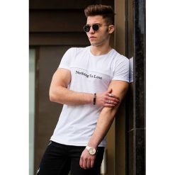 Męski t-shirt SALVADORE. Białe t-shirty męskie IVET, m, bez wzorów, z materiału, klasyczne, z klasycznym kołnierzykiem. W wyprzedaży za 39,00 zł.