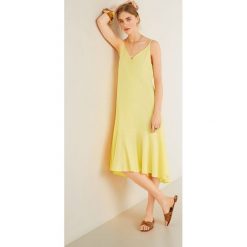 Mango - Sukienka Chelsea. Żółte sukienki damskie Mango, na co dzień, s, bez wzorów, z bawełny, casualowe, bez kołnierzyka, bez rękawów, rozkloszowane. W wyprzedaży za 99,90 zł.