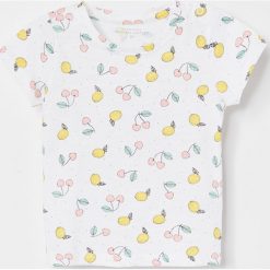 Wzorzysty t-shirt z bawełny organicznej - Biały. Białe t-shirty damskie Reserved, bez wzorów, z bawełny, bez kołnierzyka. Za 19,99 zł.
