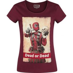 Deadpool Dead Or Dead Koszulka damska burgund. Czerwone koszulki damskie marki Deadpool, l, z nadrukiem, z okrągłym kołnierzem. Za 36,90 zł.