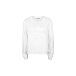 Bluzy Calvin Klein Jeans J20J205649. Białe bluzy damskie Calvin Klein Jeans, bez wzorów, z jeansu, bez rękawów, bez kaptura. Za 299,00 zł.