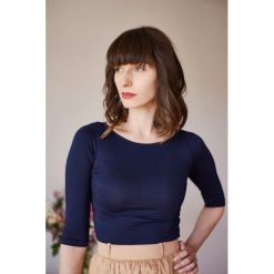 Bluzka Ribolla granatowa XXS. Czarne bluzki damskie marki Marie Zélie, s, w paski, z elastanu, bez kołnierzyka, bez rękawów. W wyprzedaży za 77,60 zł.