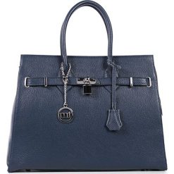 Torebki klasyczne damskie: Skórzana torebka w kolorze niebieskim – 38 x 29 x 13,5 cm