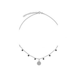 Srebrny naszyjnik choker z kołem i czarnymi cyrkoniami. Szare naszyjniki damskie marki Atdiament, z cyrkonią, srebrne. Za 109,00 zł.