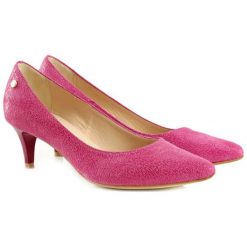 Buty ślubne damskie: Skórzane czółenka w kolorze różowym