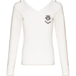 Sweter AERONAUTICA MILITARE. Brązowe swetry damskie Aeronautica Militare, z aplikacjami, z bawełny, bez rękawów, bez kaptura. Za 750,00 zł.