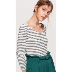 Koszulka z długim rękawem - Biały. Białe t-shirty damskie marki Cropp, s, bez wzorów, bez kołnierzyka, z długim rękawem, długie. Za 59,99 zł.